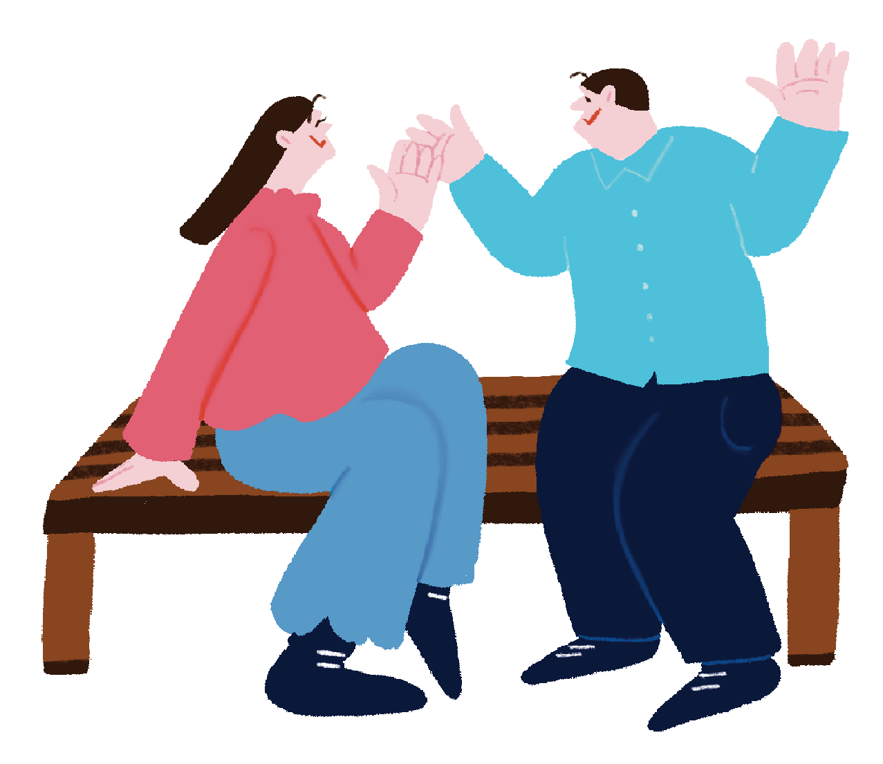 楽しく会話するカップルのイラスト